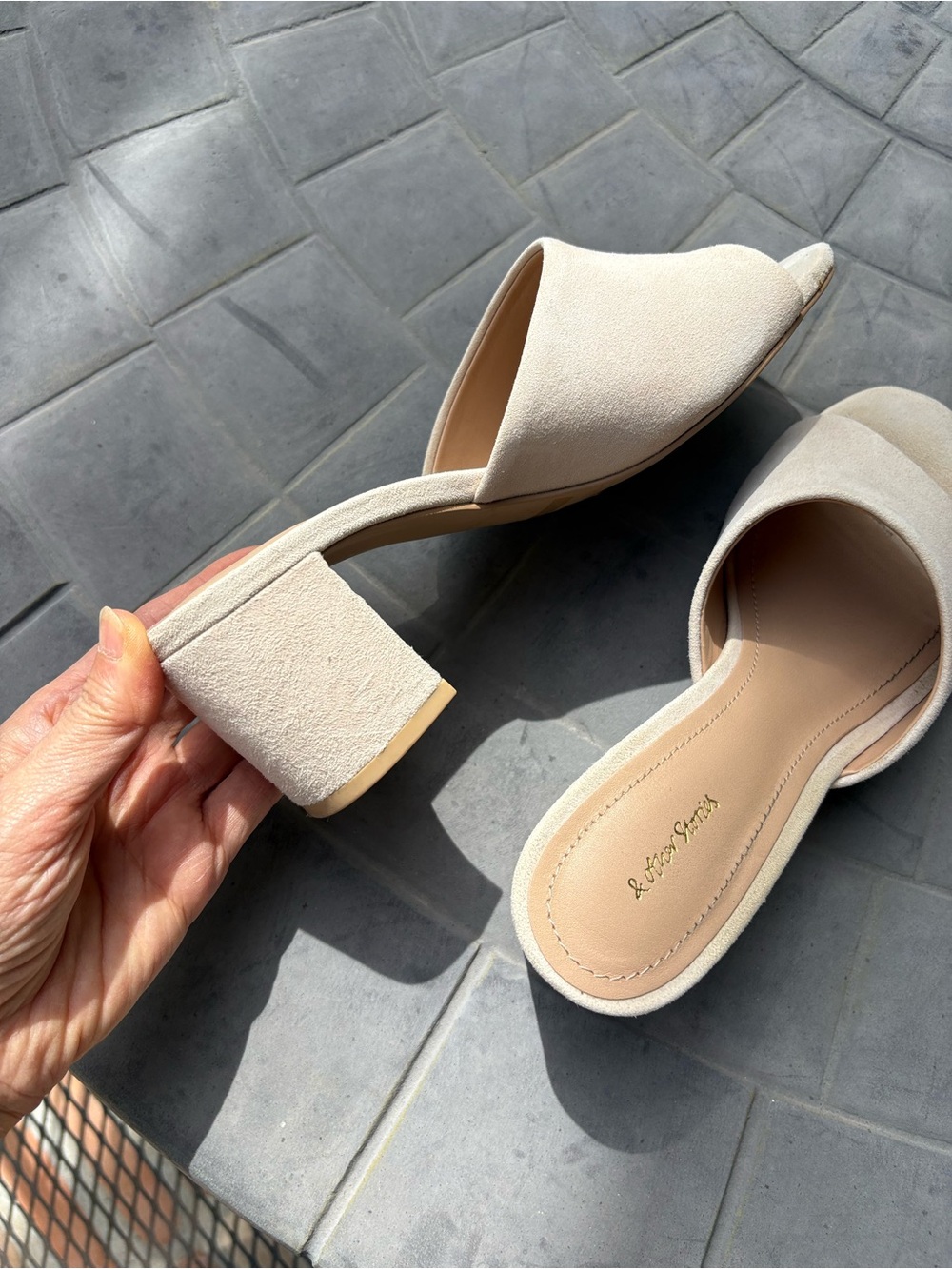 & Other Stories Beige Suede-Look Slide Mules - Picture 4 of 5